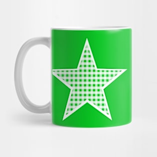 Green and White Gingham Star Mug